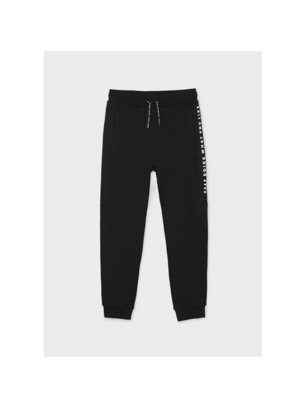 Mayoral Black Kids Joggers with Side Text